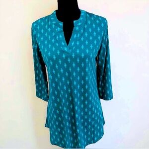 Silky Tunic - Aqua Diamonds XXXL